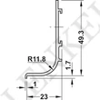 Süllyesztett markolatprofil, 2500 mm, fehér