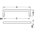Bútor fogantyú, rozsdamentes acél, 96-os