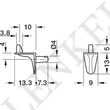 Polctartó polcbiztosító csappal, 4 mm-es furatba